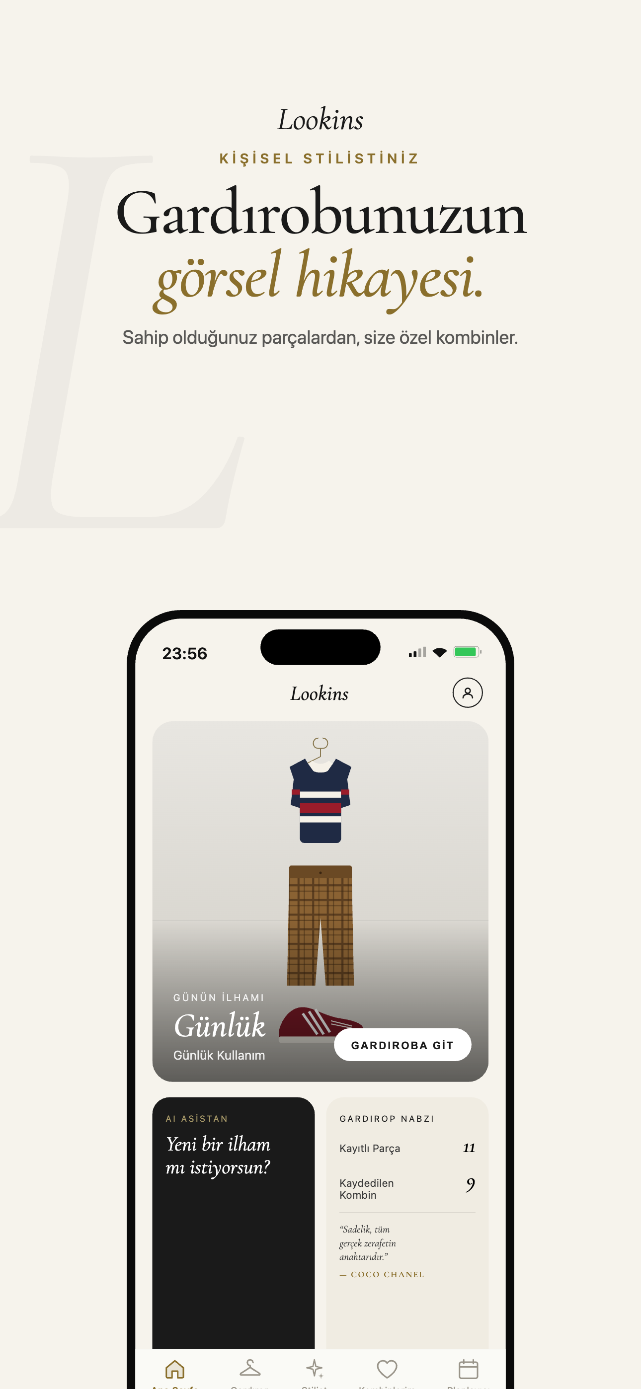 Lookins uygulaması — günün ilhamı