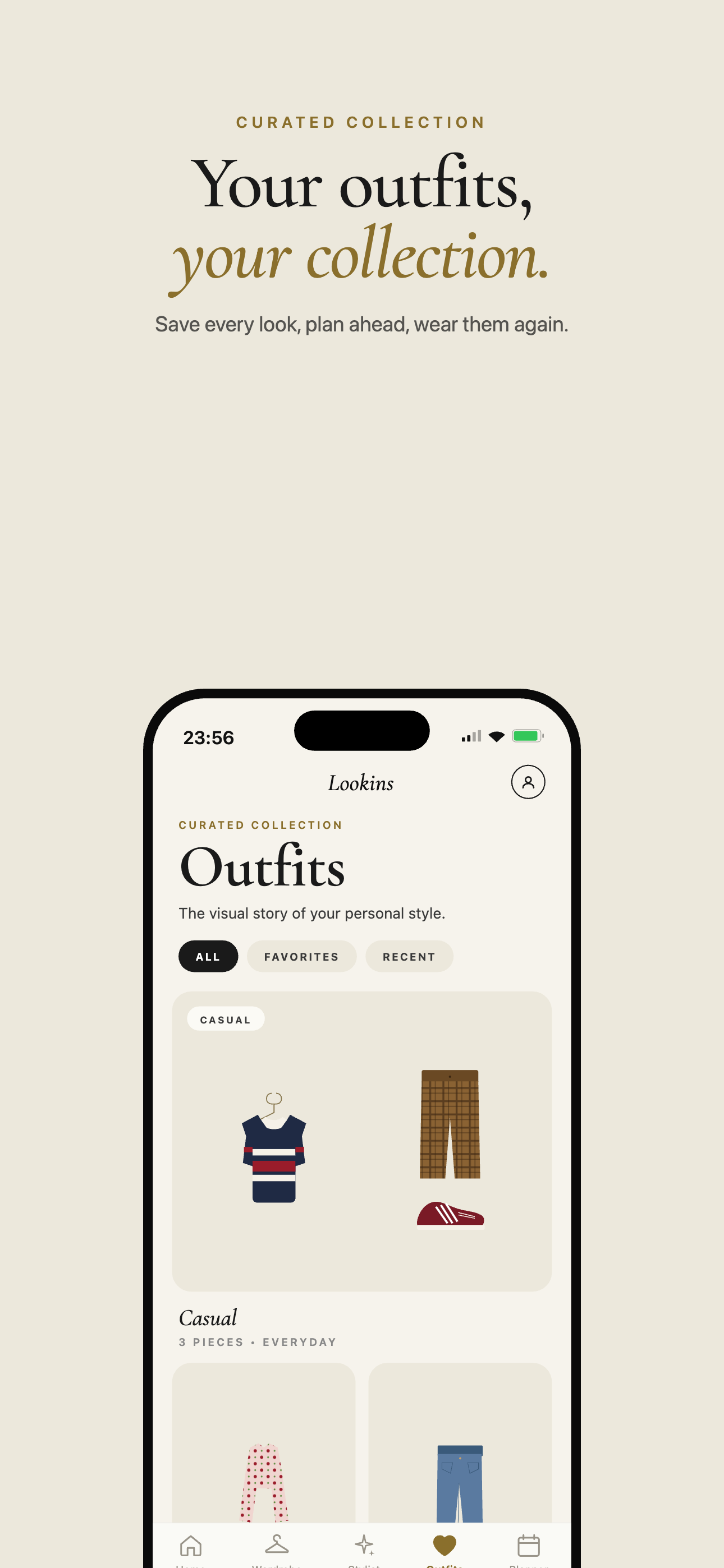 Outfits collection screen